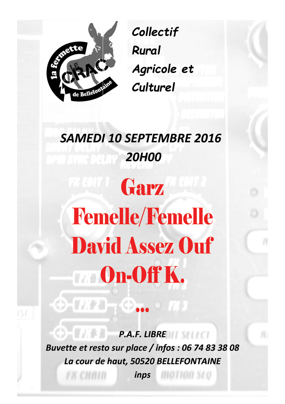 GARZ en concert à la Fermette de Bellefontaine le 10 septembre 2016 à 21h